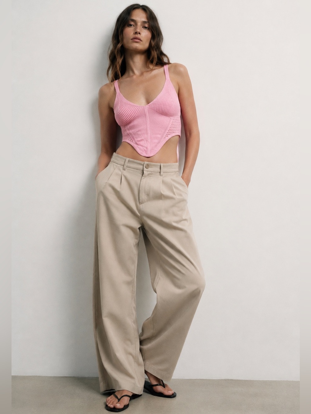 Corset Style Cropped Knit Cami Top